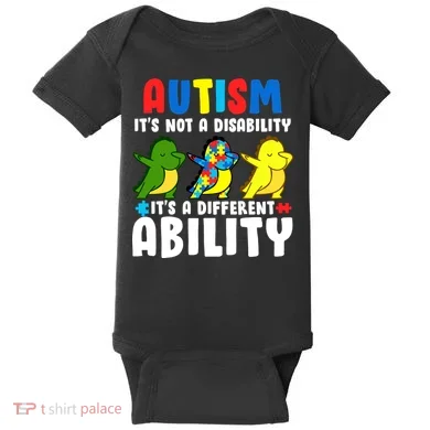 It's Not A Disability Ability Autism Dinosaur Dabbing Baby Bodysuit