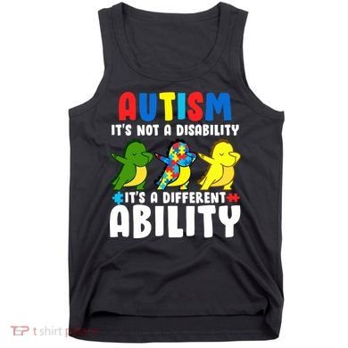 It's Not A Disability Ability Autism Dinosaur Dabbing Tank Top