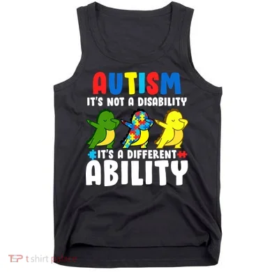 It's Not A Disability Ability Autism Dinosaur Dabbing Tank Top