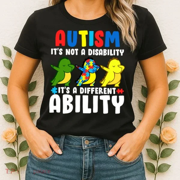 It's Not A Disability Ability Autism Dinosaur Dabbing Women's T-Shirt