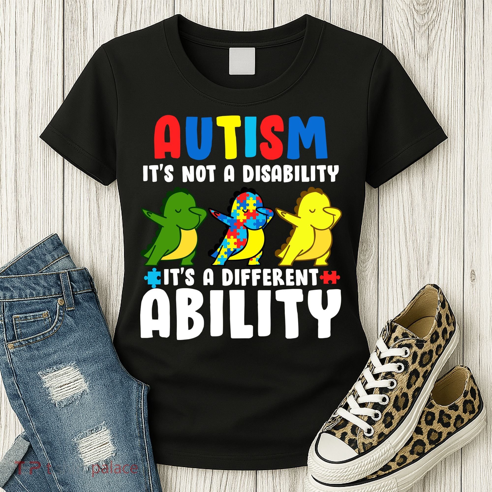It's Not A Disability Ability Autism Dinosaur Dabbing Women's T-Shirt