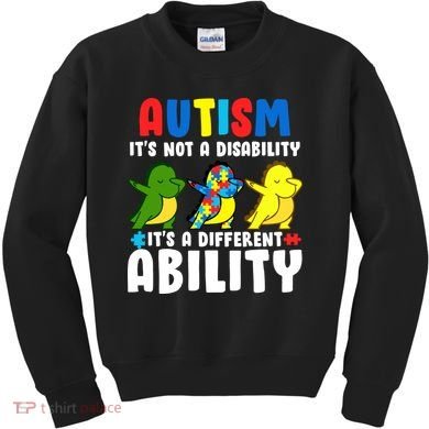 It's Not A Disability Ability Autism Dinosaur Dabbing Kids Sweatshirt