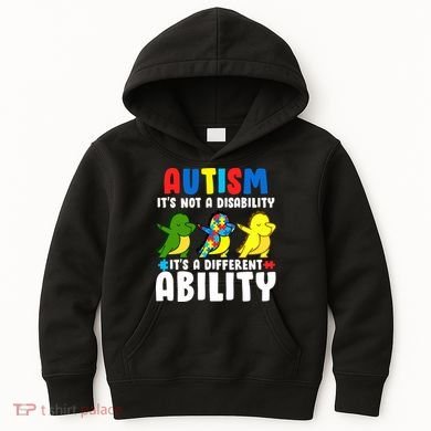 It's Not A Disability Ability Autism Dinosaur Dabbing Kids Hoodie