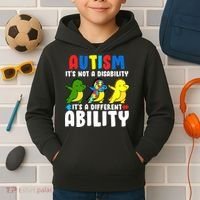 It's Not A Disability Ability Autism Dinosaur Dabbing Kids Hoodie thumb 2
