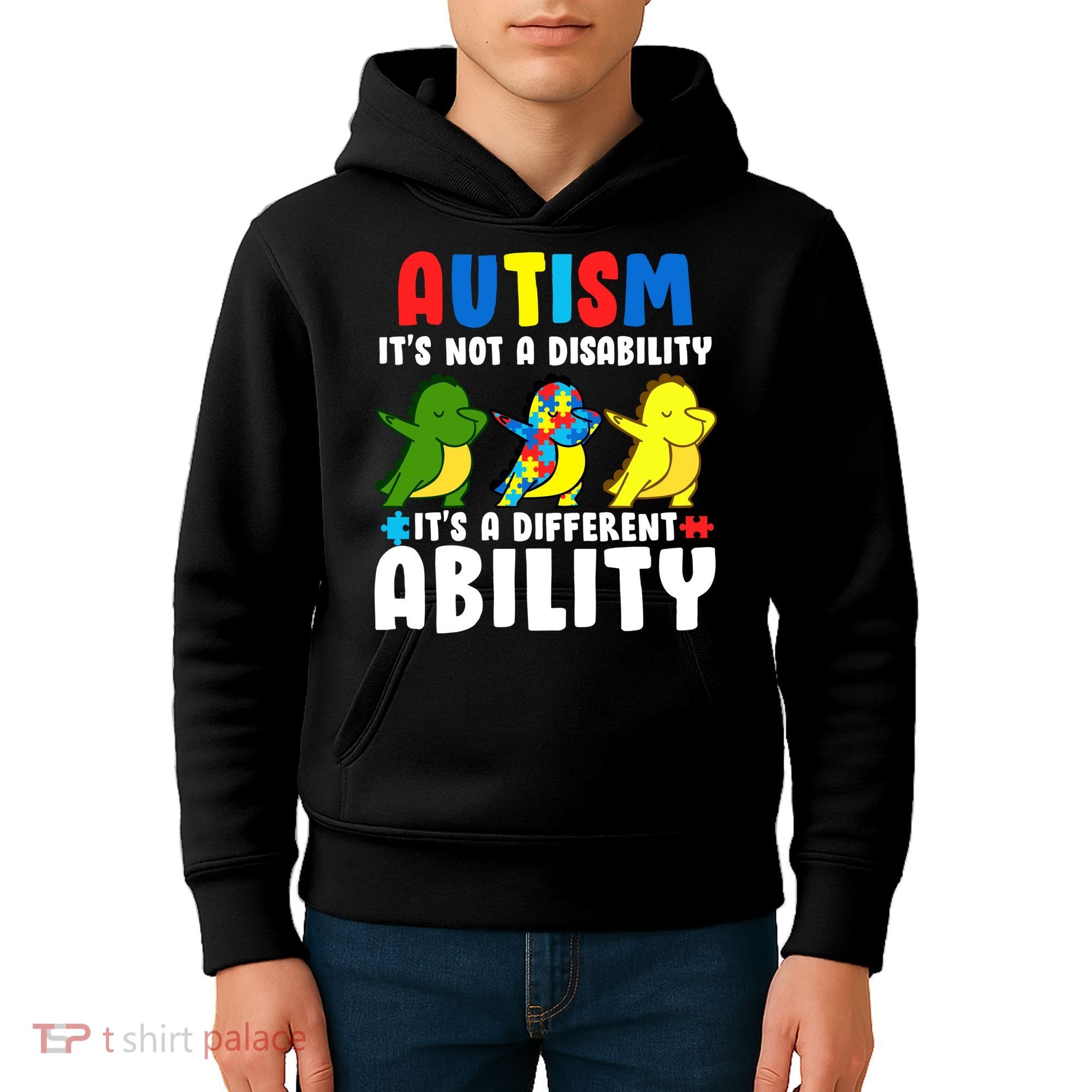 It's Not A Disability Ability Autism Dinosaur Dabbing Kids Hoodie