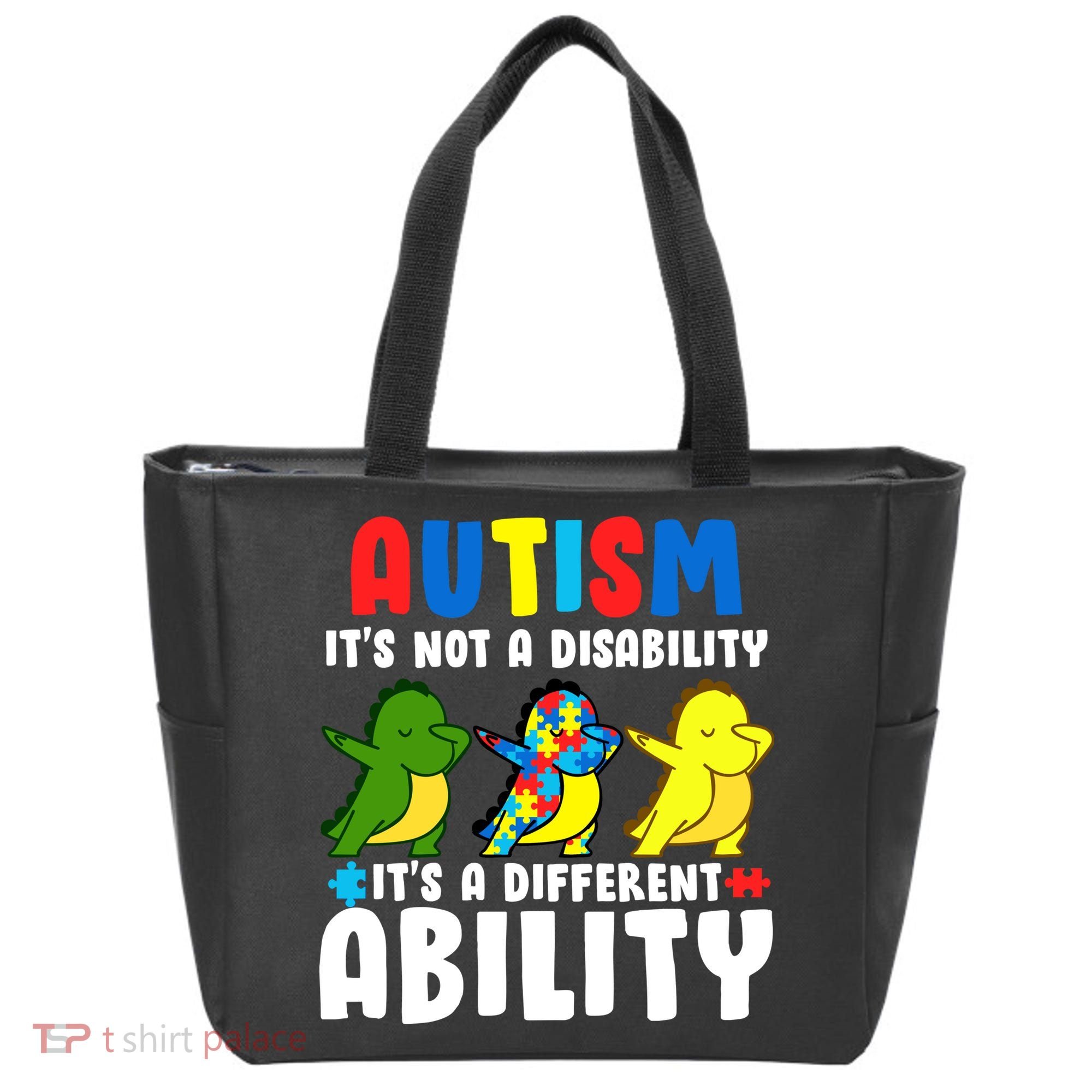 It's Not A Disability Ability Autism Dinosaur Dabbing Tote Bag