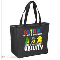 It's Not A Disability Ability Autism Dinosaur Dabbing Tote Bag thumb 2