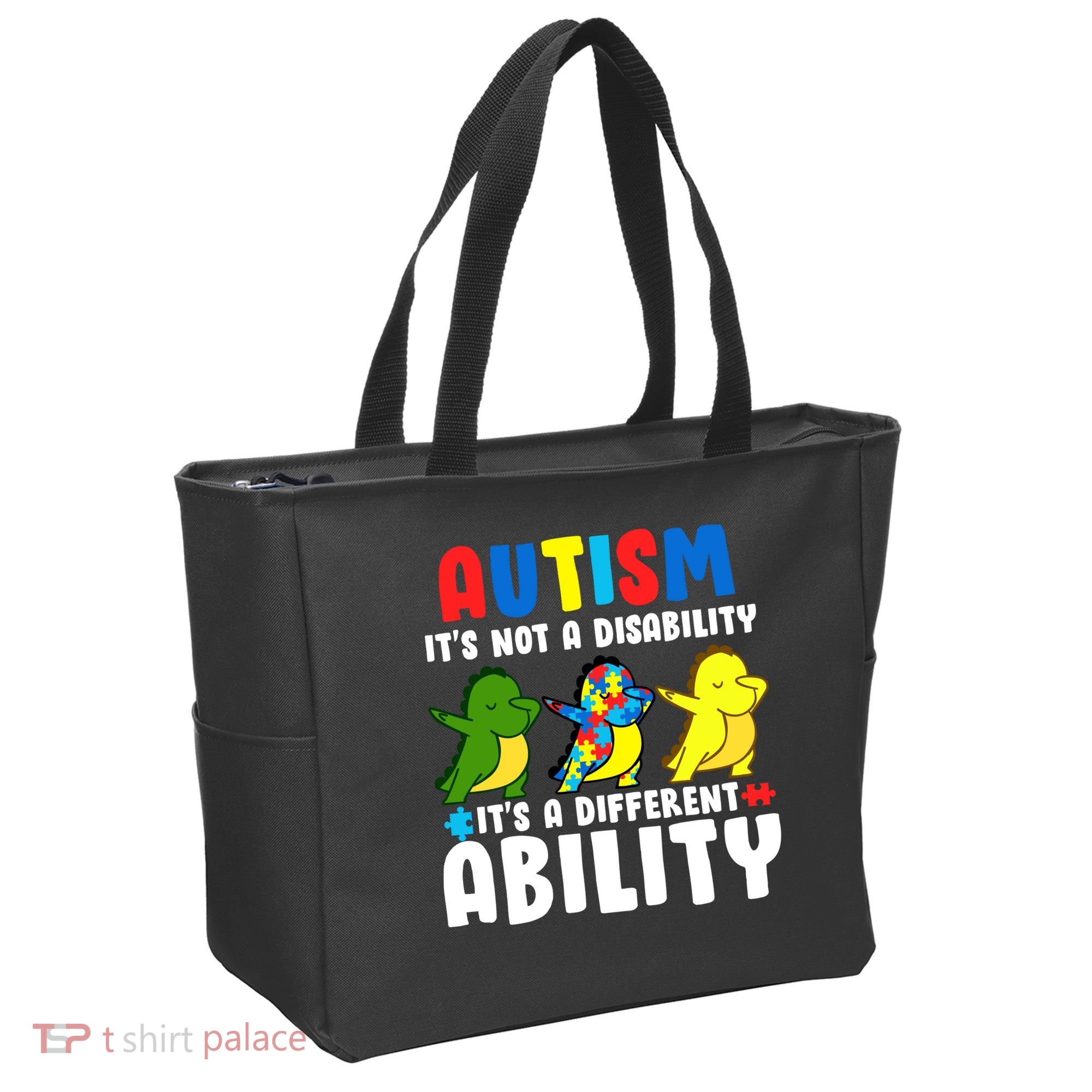 It's Not A Disability Ability Autism Dinosaur Dabbing Tote Bag