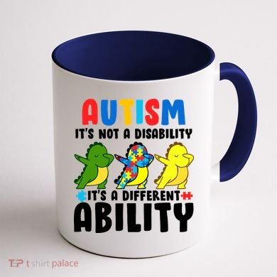 It's Not A Disability Ability Autism Dinosaur Dabbing Coffee Mug back