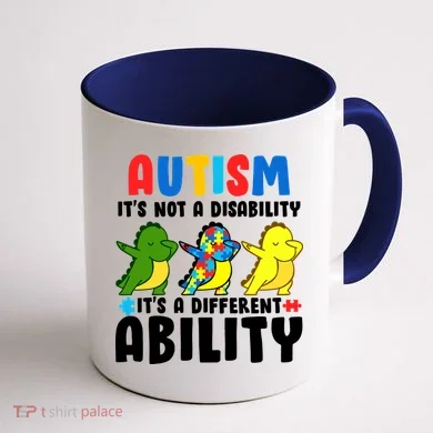 It's Not A Disability Ability Autism Dinosaur Dabbing Coffee Mug back