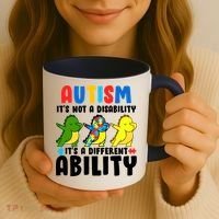 It's Not A Disability Ability Autism Dinosaur Dabbing Coffee Mug thumb 3