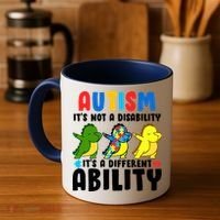 It's Not A Disability Ability Autism Dinosaur Dabbing Coffee Mug thumb 4