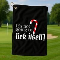 It's Not Going To Lick Itself Candy Cane Golf Towel thumb 1