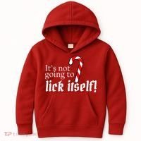 It's Not Going To Lick Itself Candy Cane Kids Hoodie thumb 0