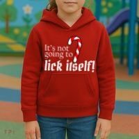 It's Not Going To Lick Itself Candy Cane Kids Hoodie thumb 3