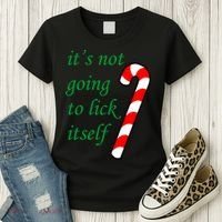 It's Not Going To Lick Itself Funny Naughty Christmas Women's T-Shirt thumb 3