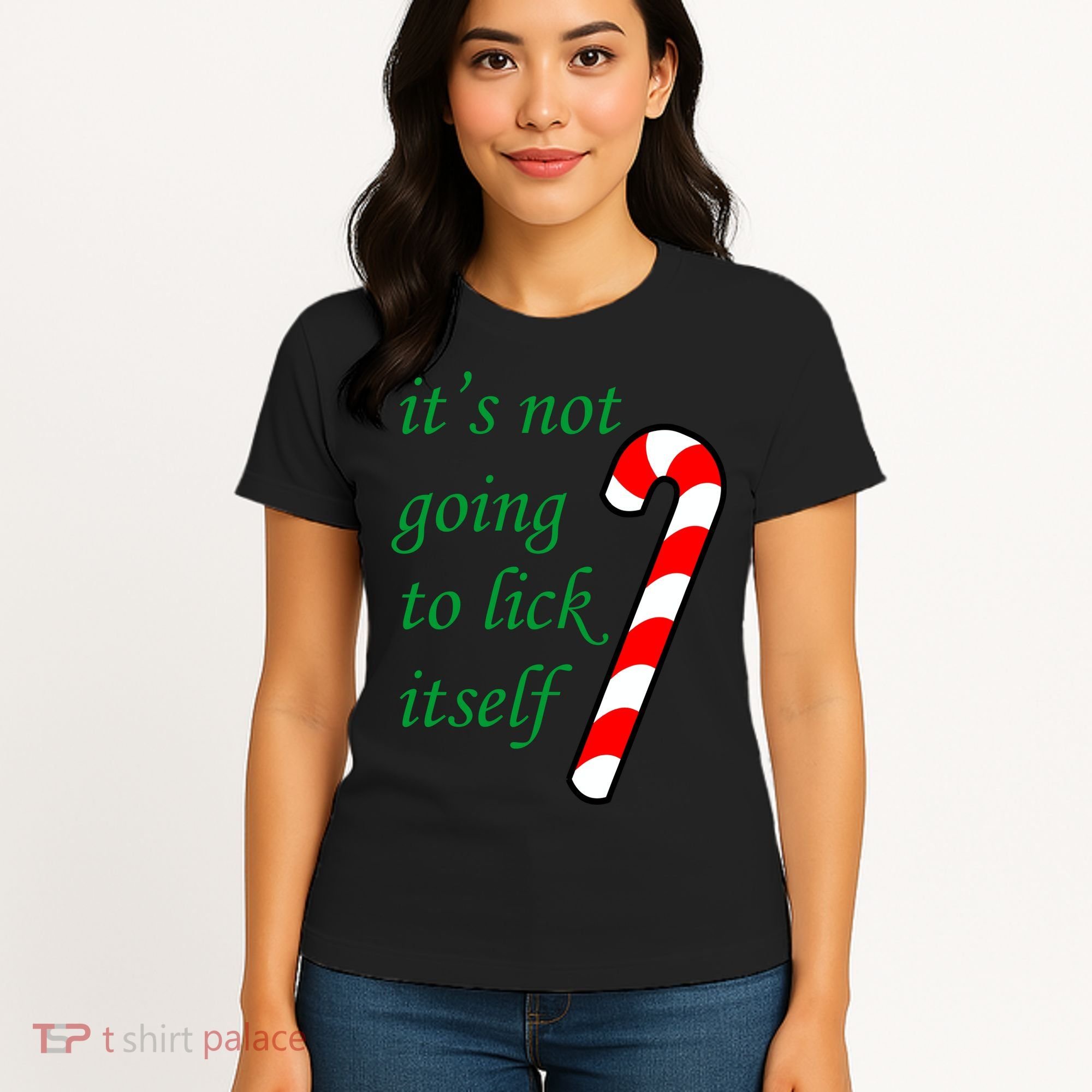 It's Not Going To Lick Itself Funny Naughty Christmas Women's T-Shirt