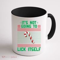It's Not Going To Lick Itself Ugly Christmas Sweater Coffee Mug thumb 1
