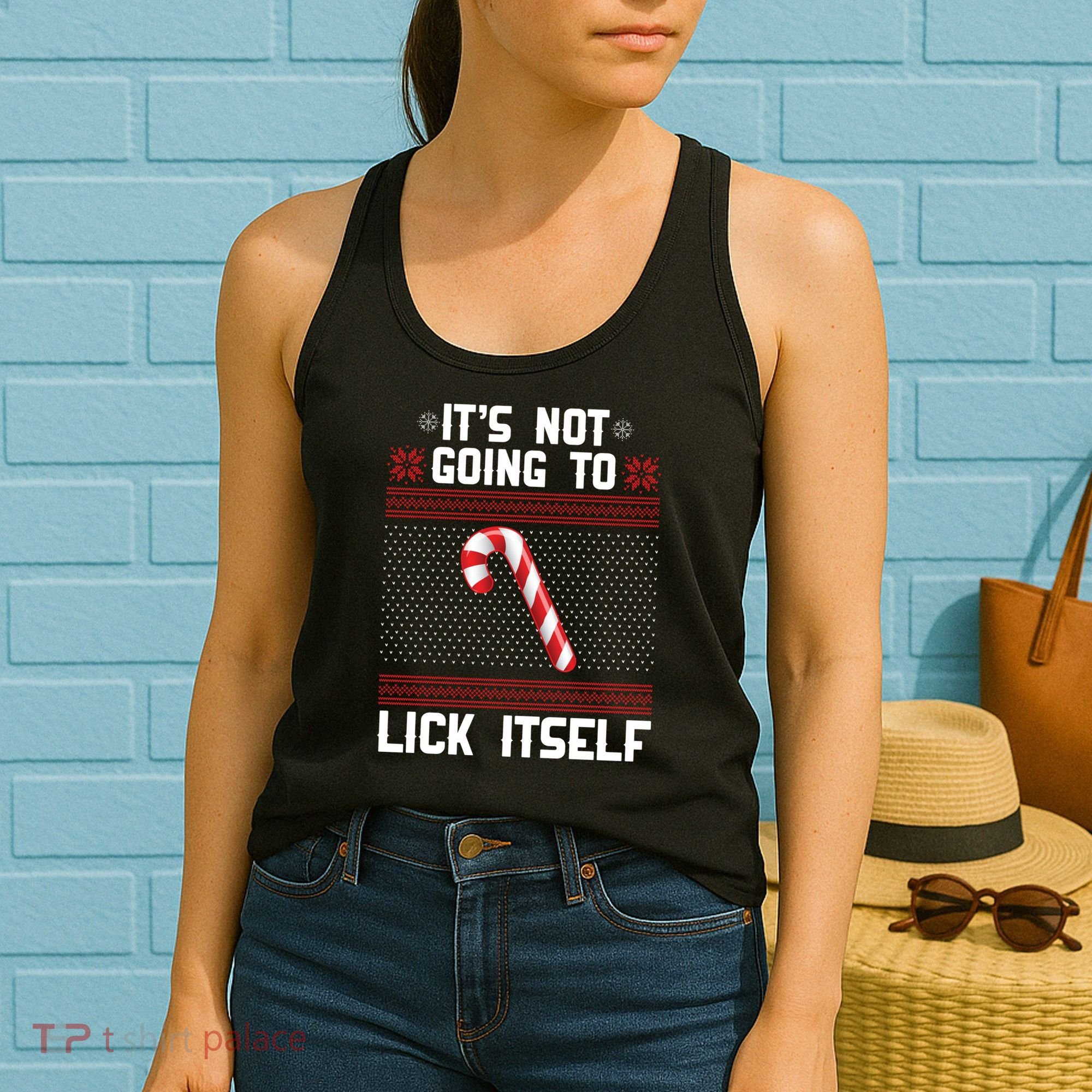It's Not Going To Lick Itself Ugly Christmas Sweater Women's Tank Top