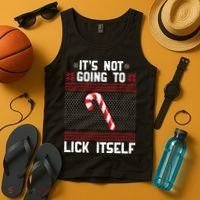 It's Not Going To Lick Itself Ugly Christmas Sweater Tank Top thumb 4