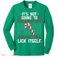 It's Not Going To Lick Itself Ugly Christmas Sweater Kids Long Sleeve Shirt thumb 0