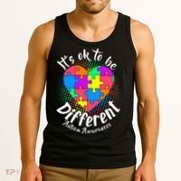 It's Ok To Be Different Autism Awareness Tank Top thumb 3