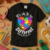 It's Ok To Be Different Autism Awareness Kids T-Shirt thumb 3