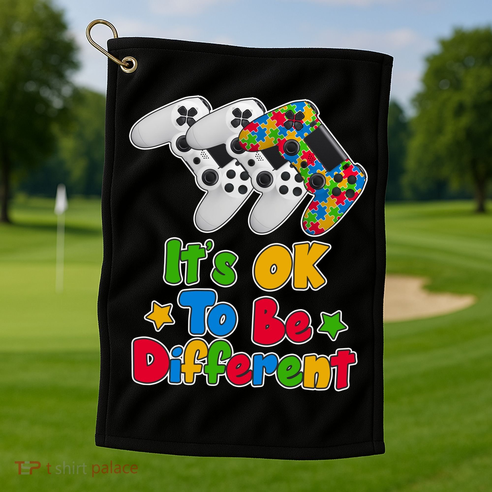 It's Ok To Be Different Autism Awareness Video Gamer  Golf Towel