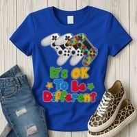 It's Ok To Be Different Autism Awareness Video Gamer  Women's T-Shirt thumb 3