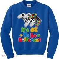 It's Ok To Be Different Autism Awareness Video Gamer  Kids Sweatshirt thumb 0