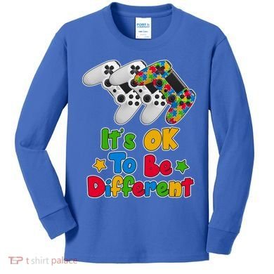 It's Ok To Be Different Autism Awareness Video Gamer  Kids Long Sleeve Shirt
