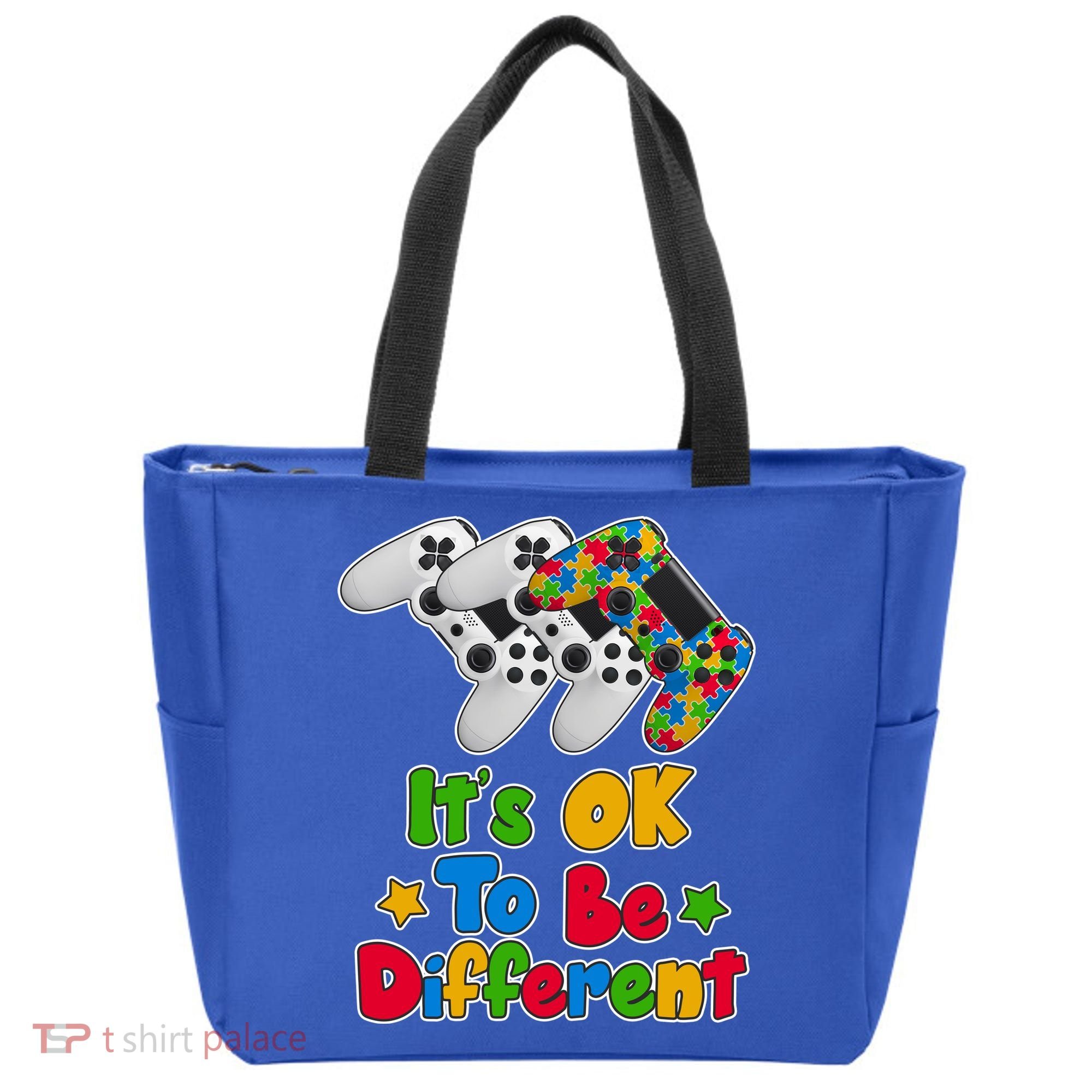 It's Ok To Be Different Autism Awareness Video Gamer  Tote Bag