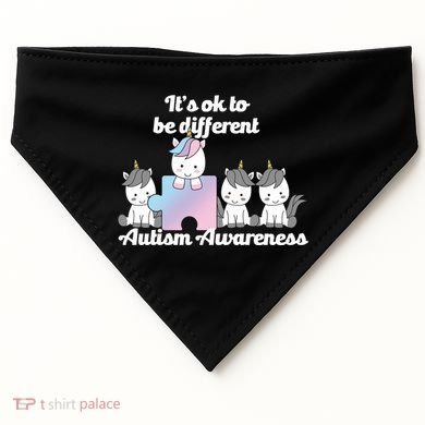 It's Ok To Be Different Autism Unicorn Puzzle USA-Made Doggie Bandana