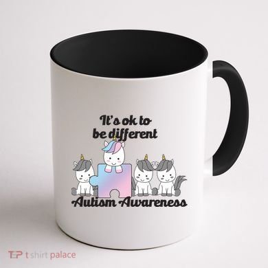 It's Ok To Be Different Autism Unicorn Puzzle Coffee Mug back