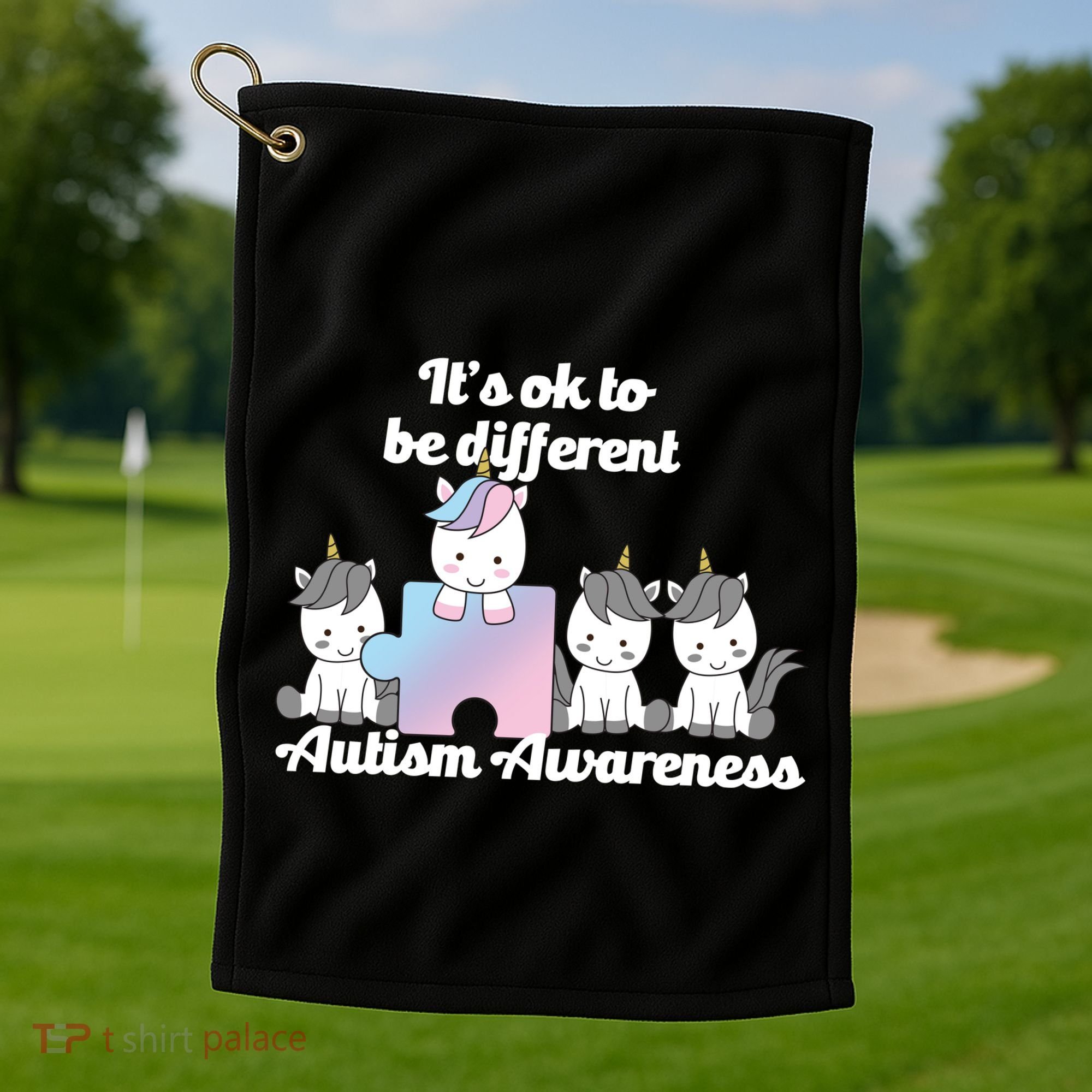 It's Ok To Be Different Autism Unicorn Puzzle Golf Towel