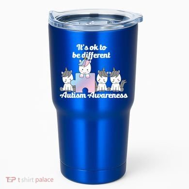 It's Ok To Be Different Autism Unicorn Puzzle Tumbler