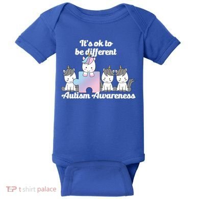 It's Ok To Be Different Autism Unicorn Puzzle Baby Bodysuit