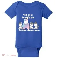 It's Ok To Be Different Autism Unicorn Puzzle Baby Bodysuit thumb 0