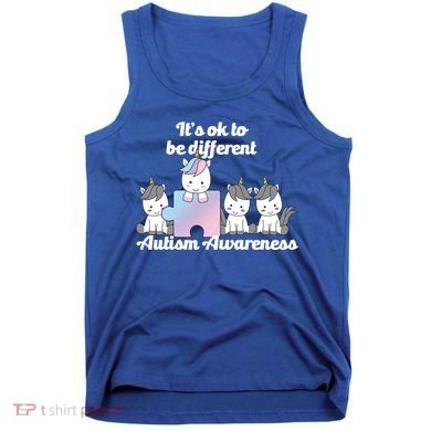 It's Ok To Be Different Autism Unicorn Puzzle Tank Top