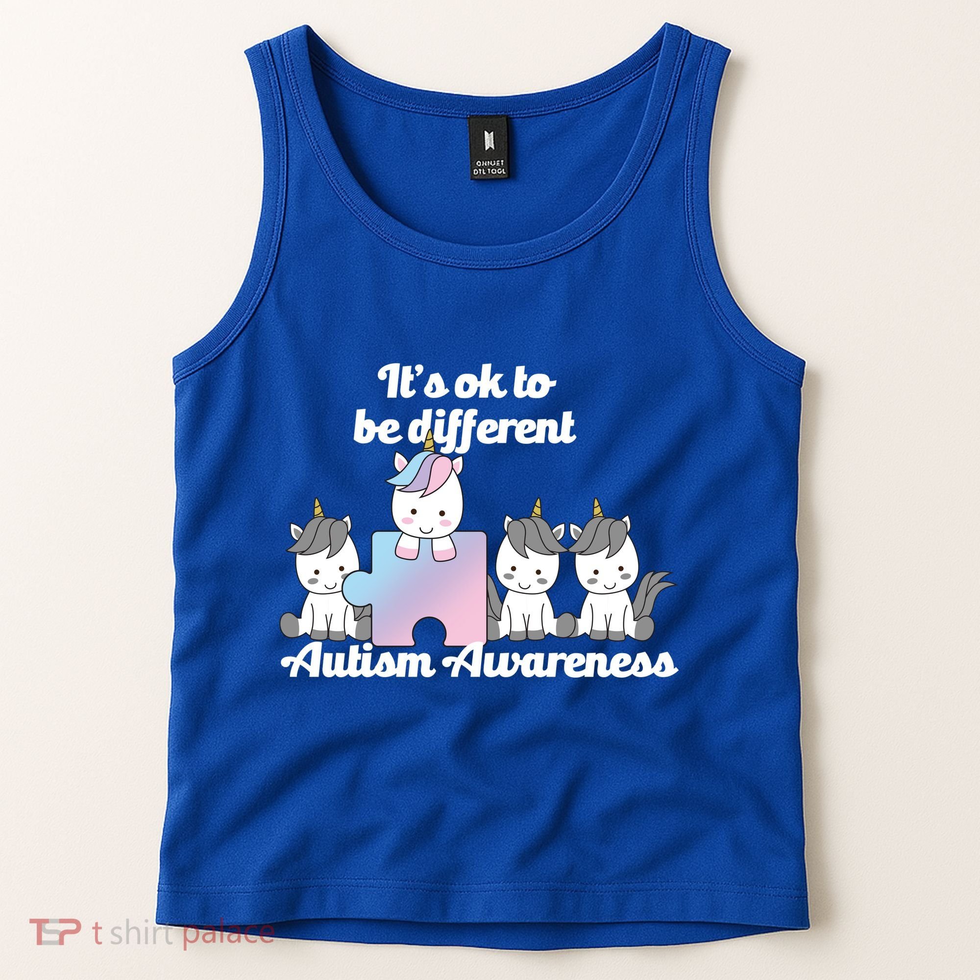It's Ok To Be Different Autism Unicorn Puzzle Tank Top