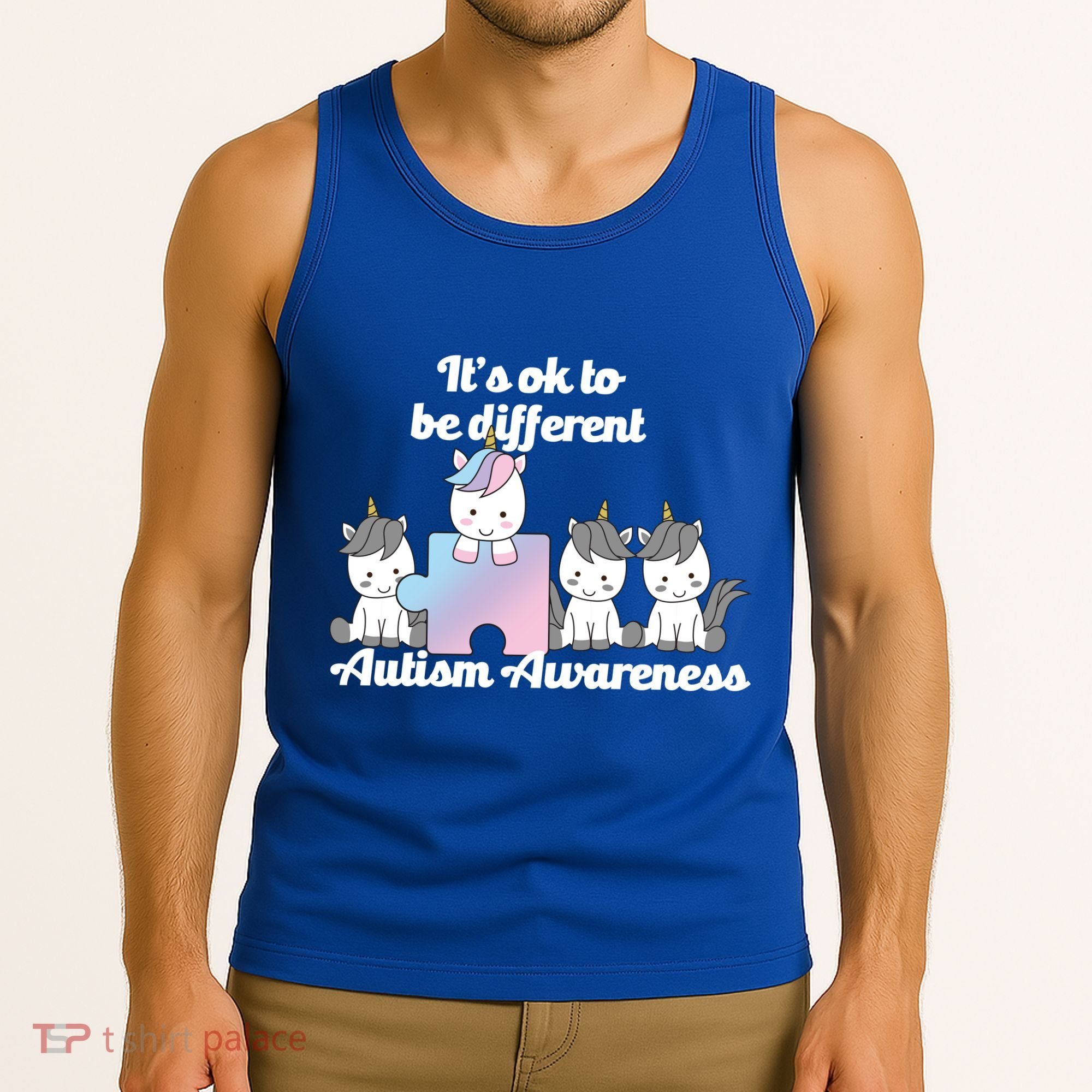 It's Ok To Be Different Autism Unicorn Puzzle Tank Top