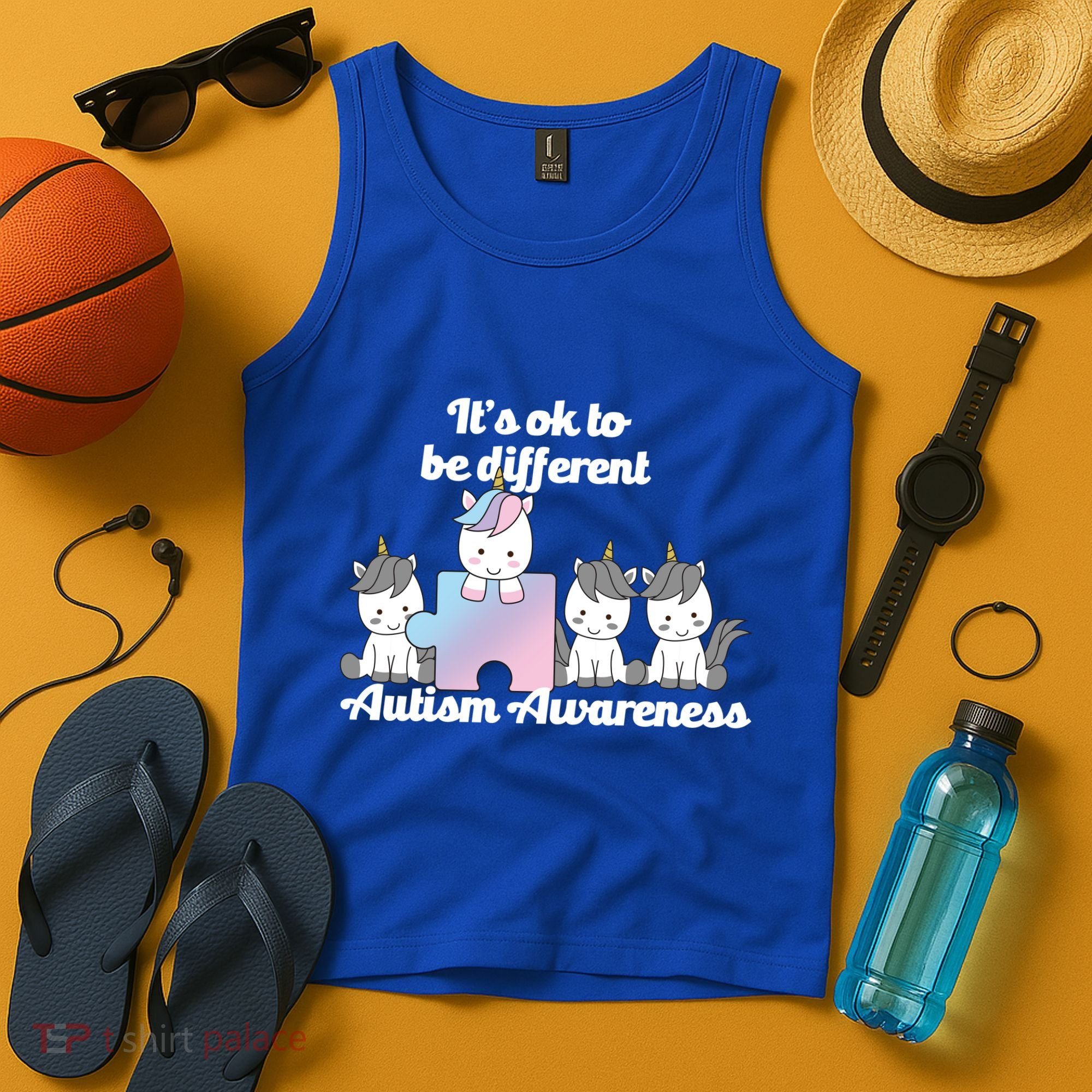 It's Ok To Be Different Autism Unicorn Puzzle Tank Top