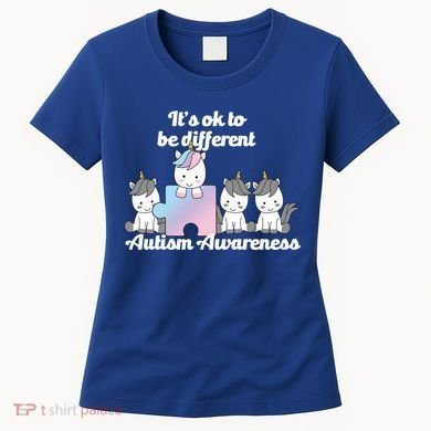 It's Ok To Be Different Autism Unicorn Puzzle Women's T-Shirt