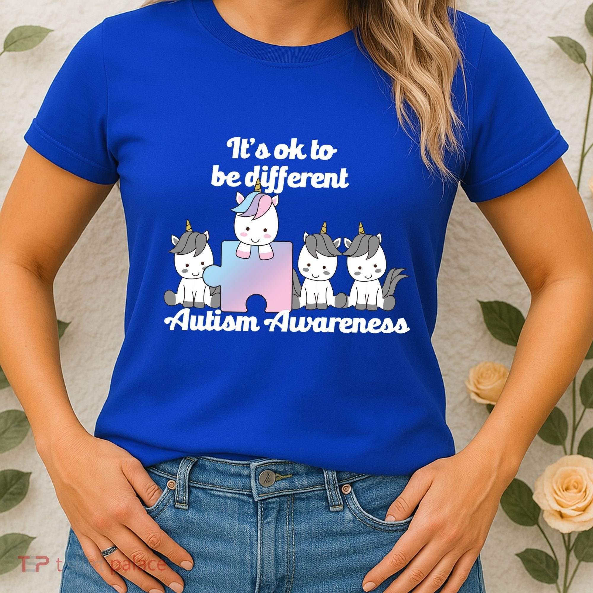 It's Ok To Be Different Autism Unicorn Puzzle Women's T-Shirt