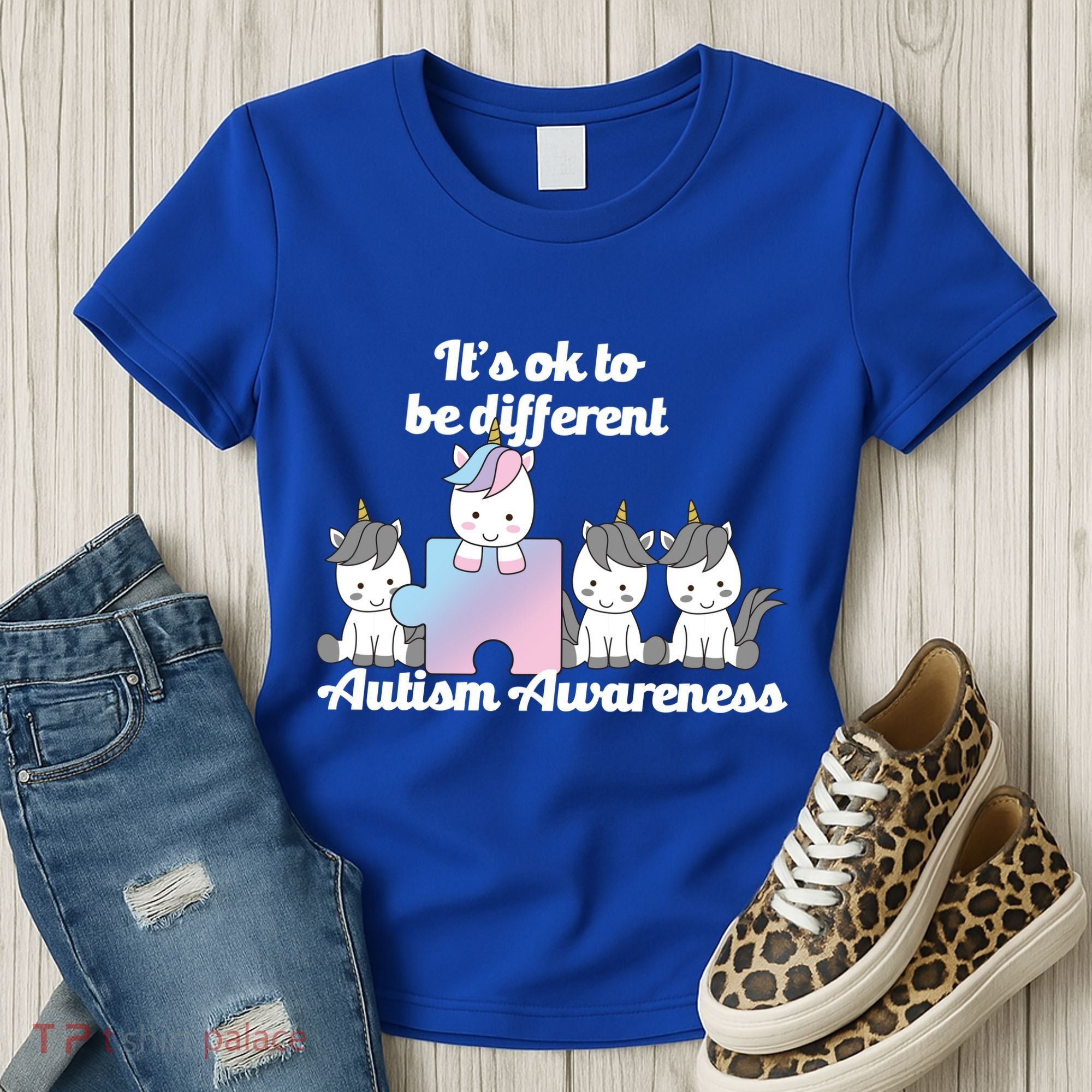 It's Ok To Be Different Autism Unicorn Puzzle Women's T-Shirt