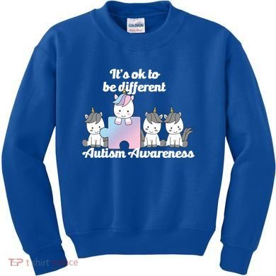 It's Ok To Be Different Autism Unicorn Puzzle Kids Sweatshirt