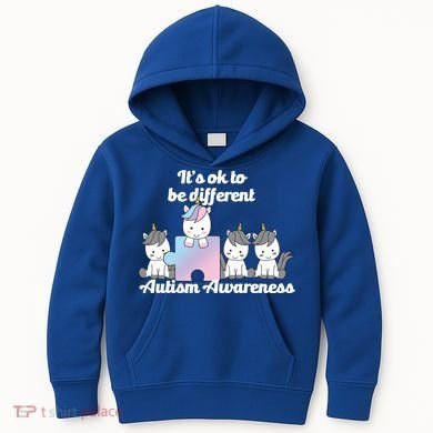 It's Ok To Be Different Autism Unicorn Puzzle Kids Hoodie