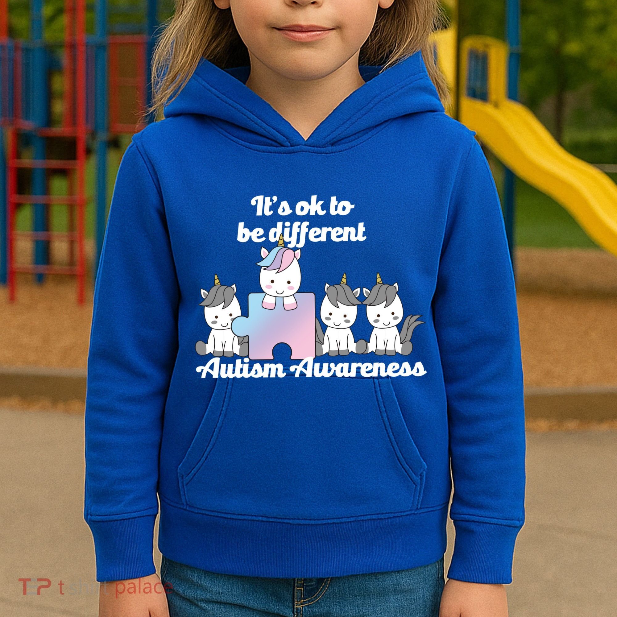 It's Ok To Be Different Autism Unicorn Puzzle Kids Hoodie
