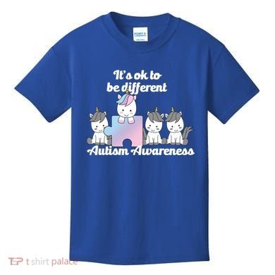 It's Ok To Be Different Autism Unicorn Puzzle Kids T-Shirt