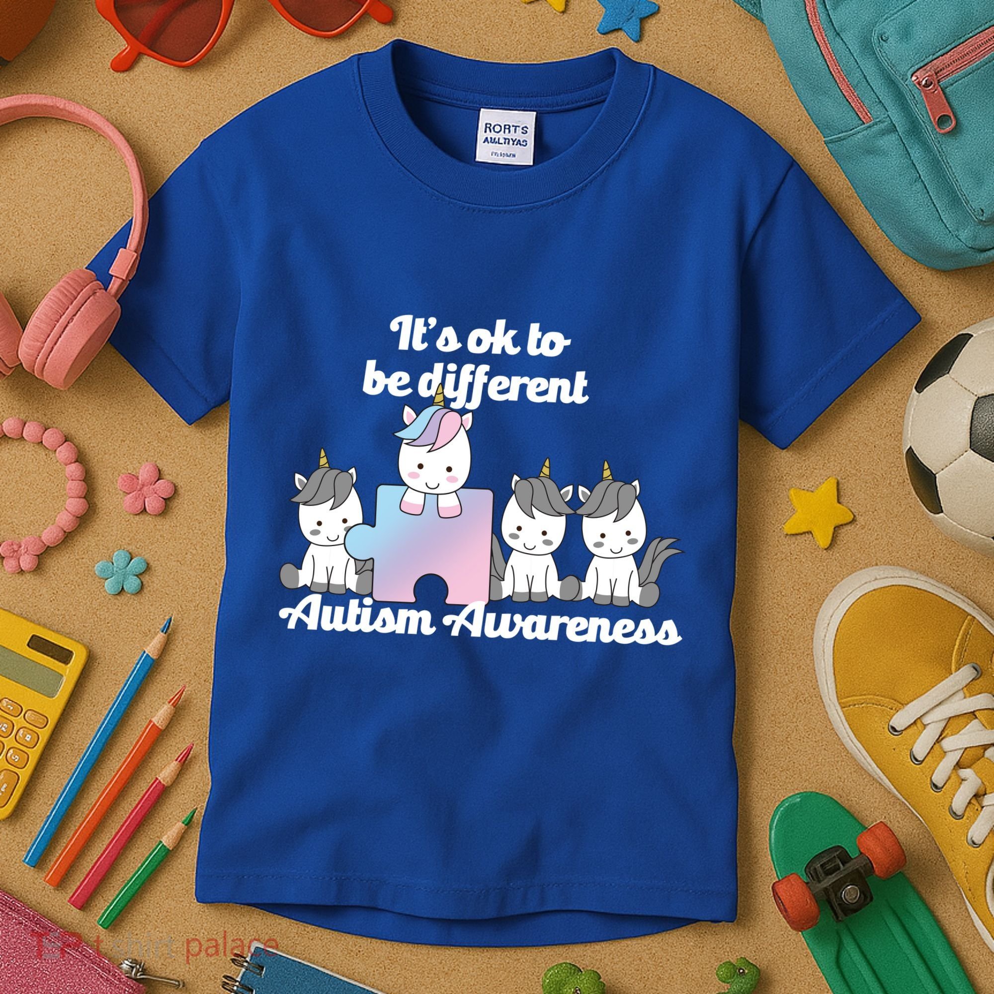 It's Ok To Be Different Autism Unicorn Puzzle Kids T-Shirt